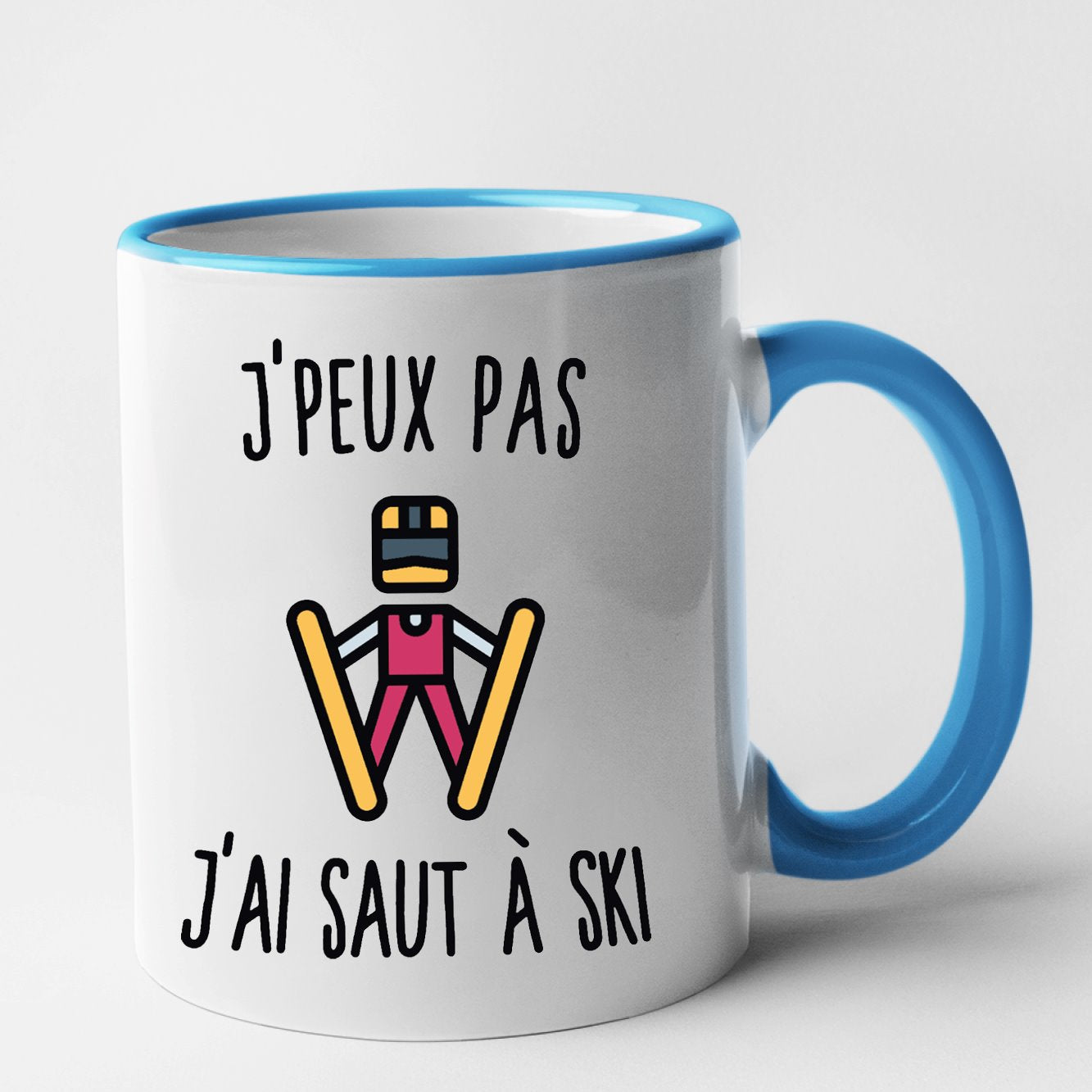 Mug J'peux pas j'ai saut à ski Bleu