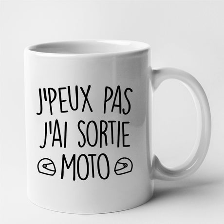 Mug J'peux pas j'ai sortie moto Blanc