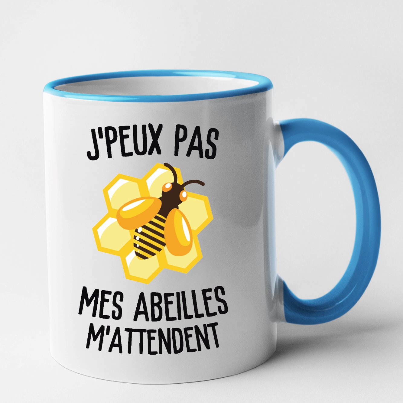 Mug J'peux pas mes abeilles m'attendent Bleu