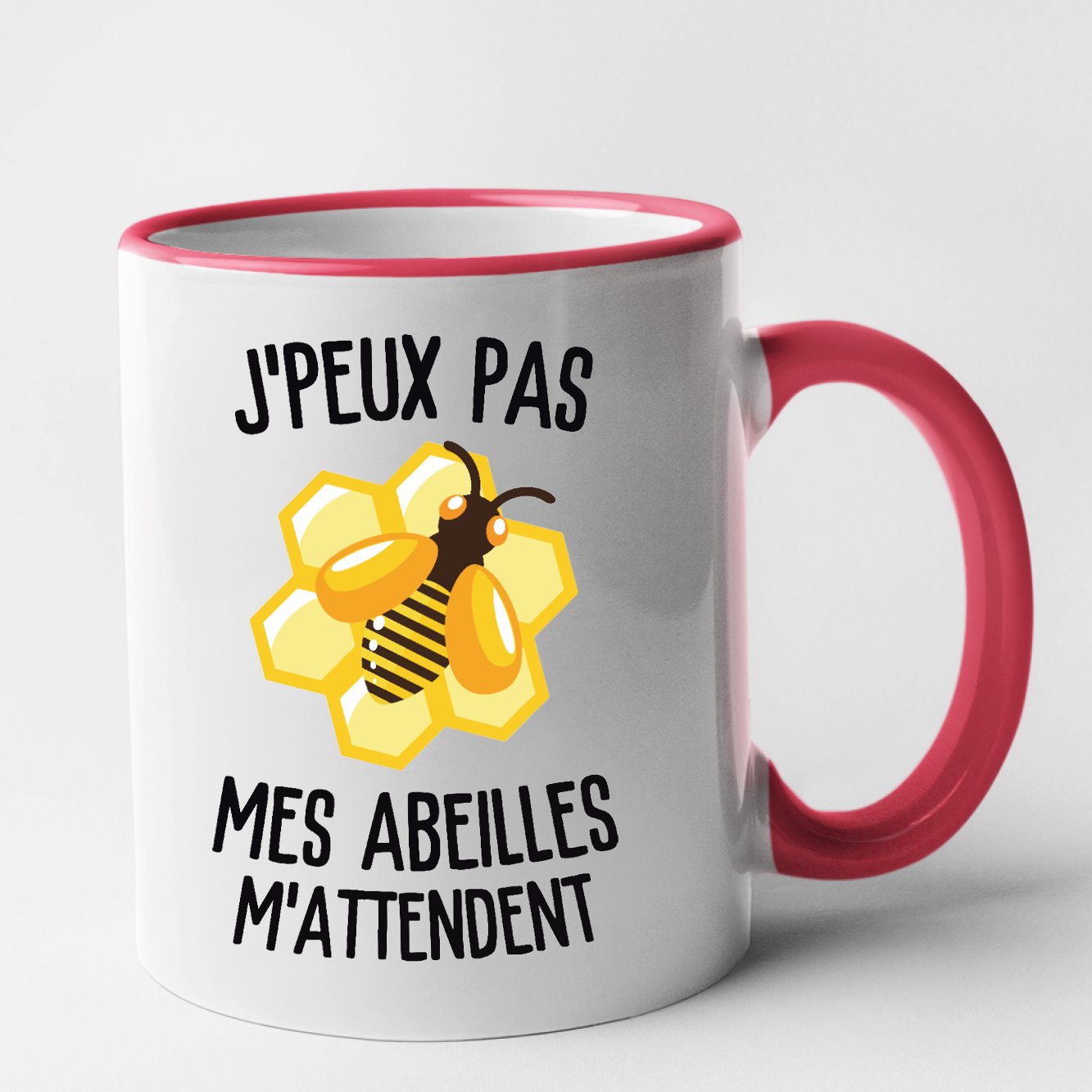 Mug J'peux pas mes abeilles m'attendent Rouge