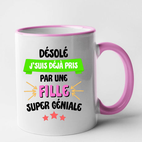 Mug J'suis déjà pris pas une fille super géniale Rose