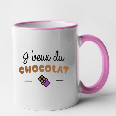 Mug J'veux du chocolat Rose