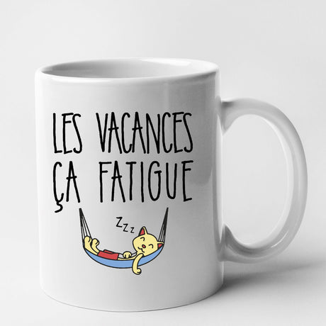 Mug Les vacances ça fatigue Blanc