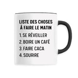 Mug Liste des choses à faire le matin 