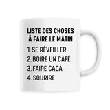 Mug Liste des choses à faire le matin 