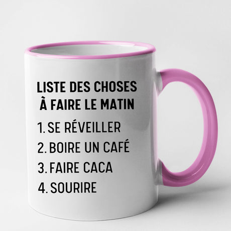 Mug Liste des choses à faire le matin Rose