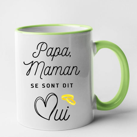 Mug Papa maman se sont dit oui Vert