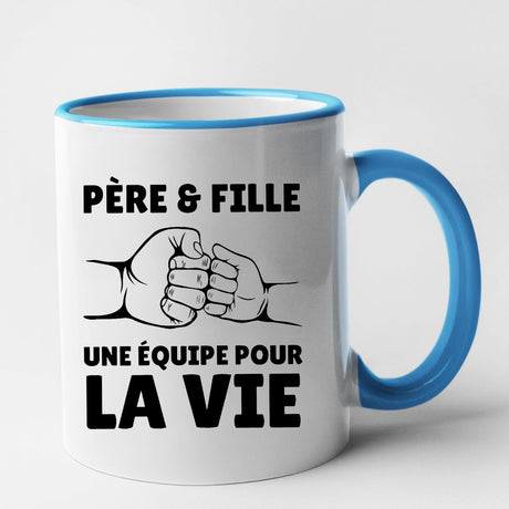 Mug Père et fille une équipe pour la vie Bleu