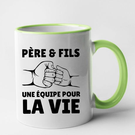 Mug Père et fils une équipe pour la vie Vert