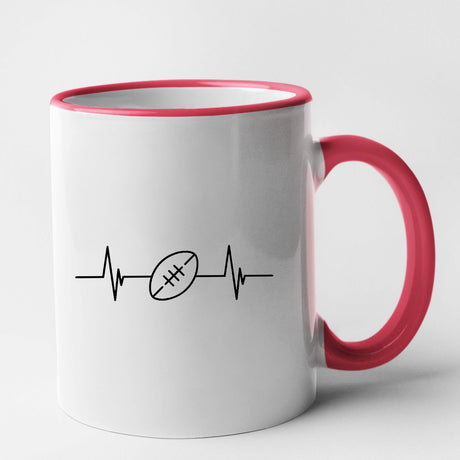 Mug Rythme cardiaque rugby Rouge