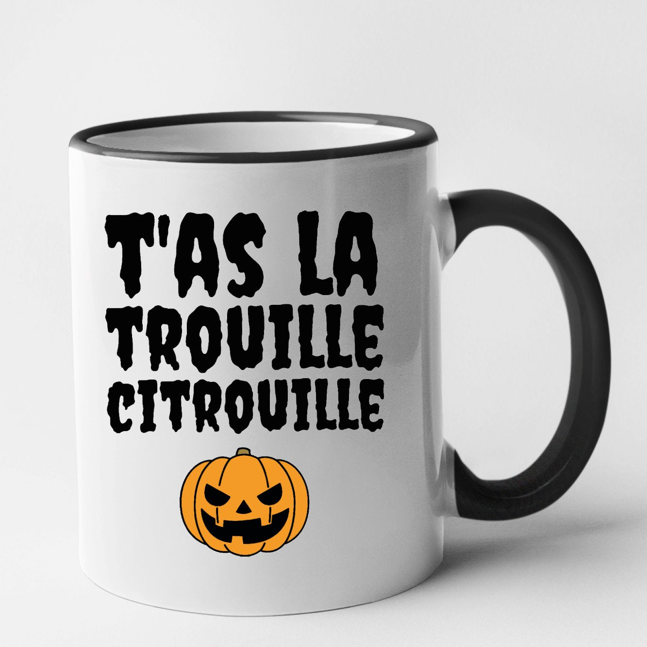 Mug T'as la trouille citrouille Noir