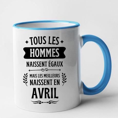 Mug Tous les hommes naissent égaux les meilleurs en avril Bleu