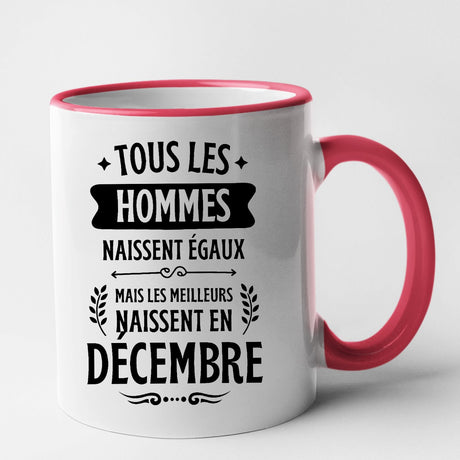 Mug Tous les hommes naissent égaux les meilleurs en décembre Rouge