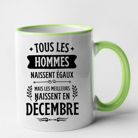 Mug Tous les hommes naissent égaux les meilleurs en décembre Vert