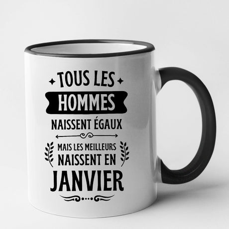 Mug Tous les hommes naissent égaux les meilleurs en janvier Noir