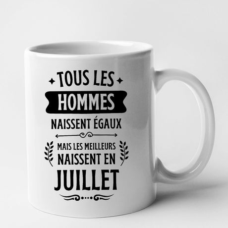 Mug Tous les hommes naissent égaux les meilleurs en juillet Blanc