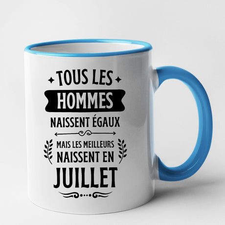 Mug Tous les hommes naissent égaux les meilleurs en juillet Bleu