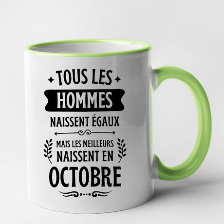 Mug Tous les hommes naissent égaux les meilleurs en octobre Vert