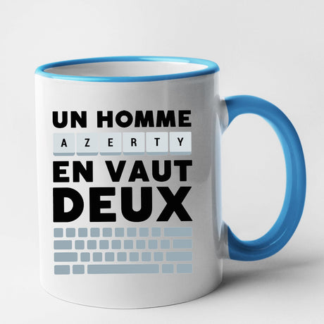 Mug Un homme AZERTY en vaut deux Bleu