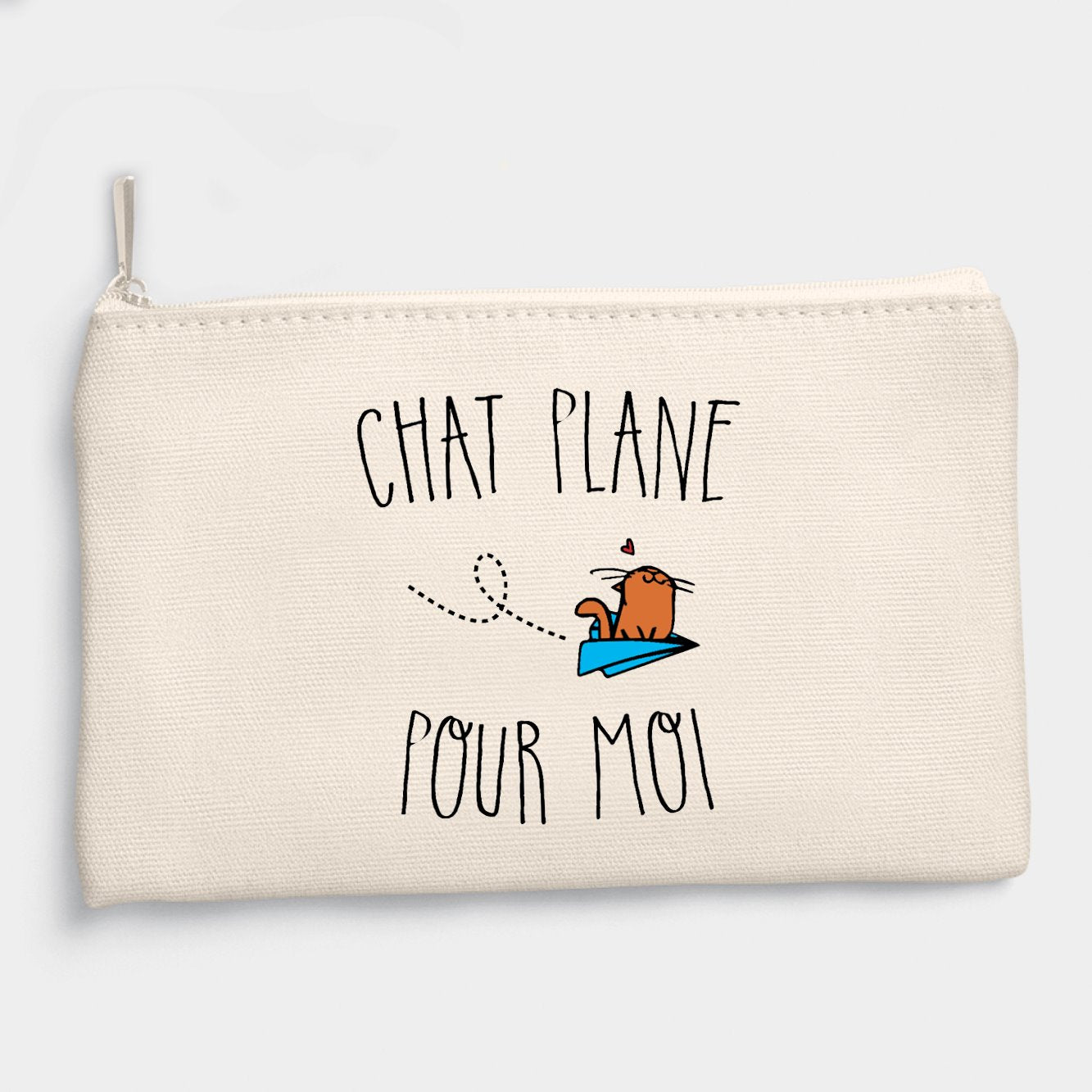 Pochette Chat plane pour moi Beige