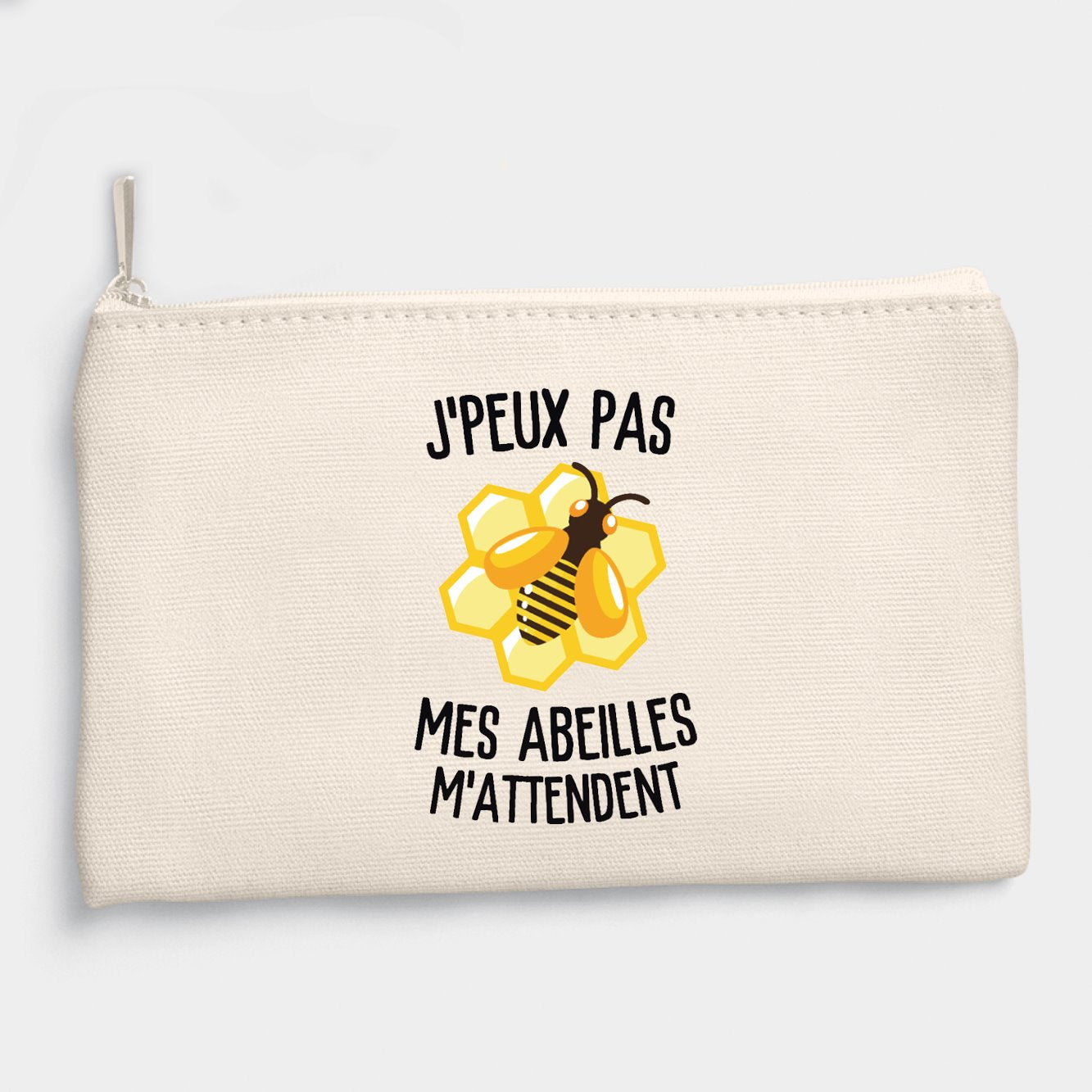 Pochette J'peux pas mes abeilles m'attendent Beige