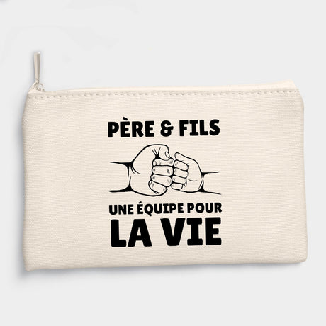 Pochette Père et fils une équipe pour la vie Beige