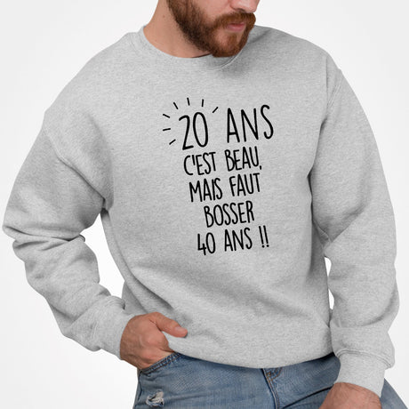 Sweat Adulte Anniversaire 20 ans Gris