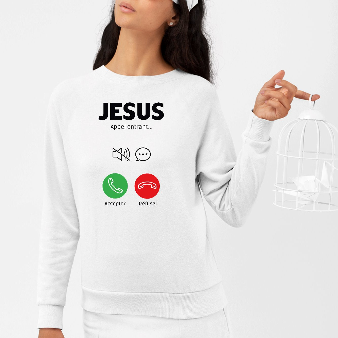 Sweat Adulte Appel de Jésus Blanc