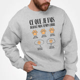 Sweat Adulte Ce que je fais durant mon temps libre Chien Gris