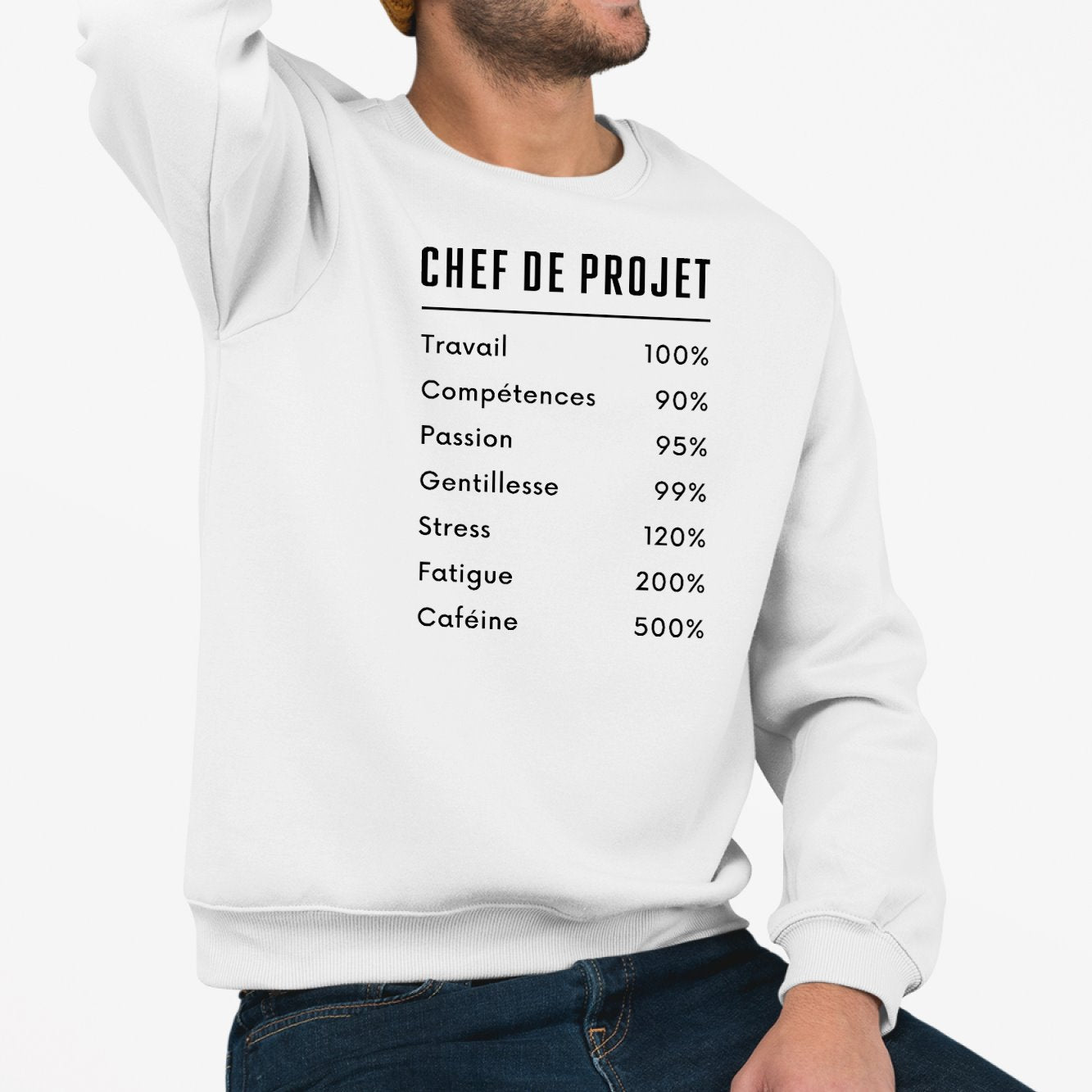 Sweat Adulte Chef de projet Blanc