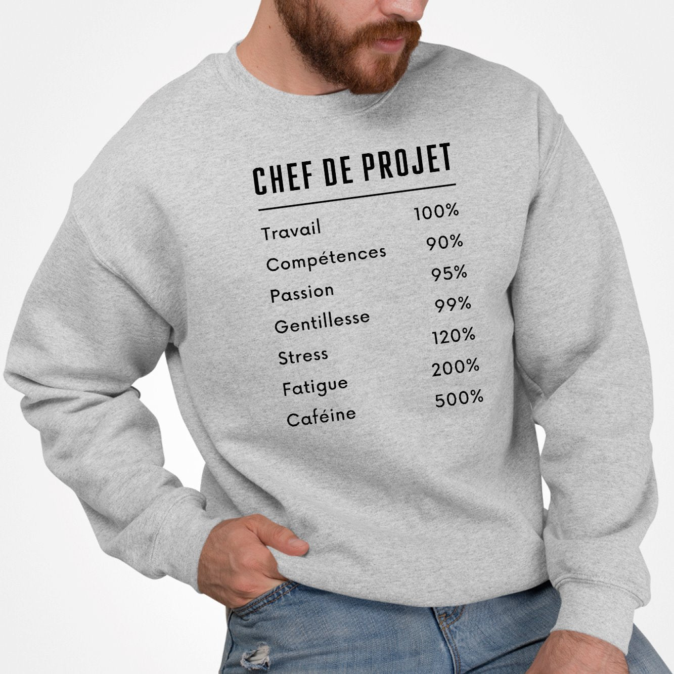 Sweat Adulte Chef de projet Gris