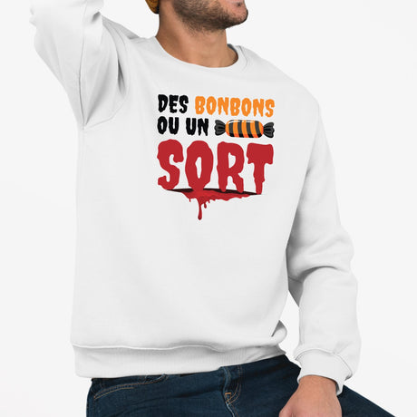 Sweat Adulte Des bonbons ou un sort Blanc