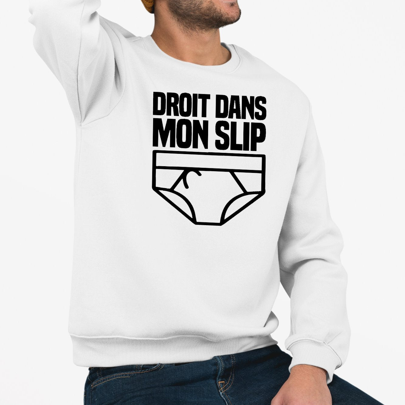 Sweat Adulte Droit dans mon slip Blanc