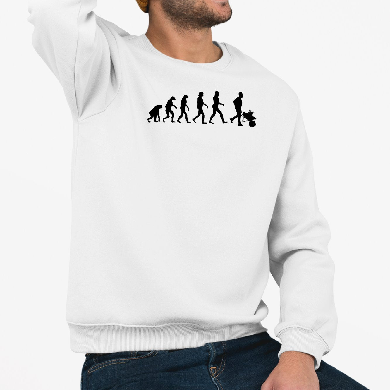 Sweat Adulte Évolution jardinage Blanc