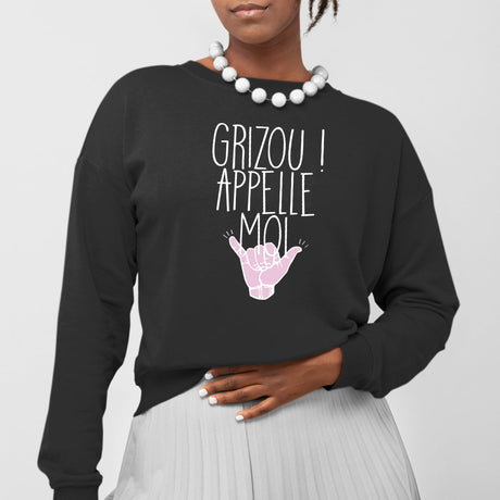 Sweat Adulte Grizou appelle moi Noir