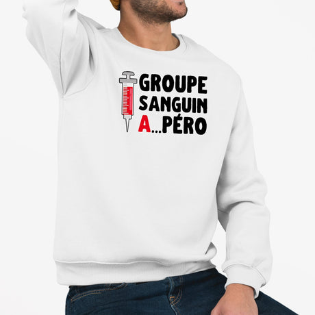 Sweat Adulte Groupe sanguin Apéro Blanc