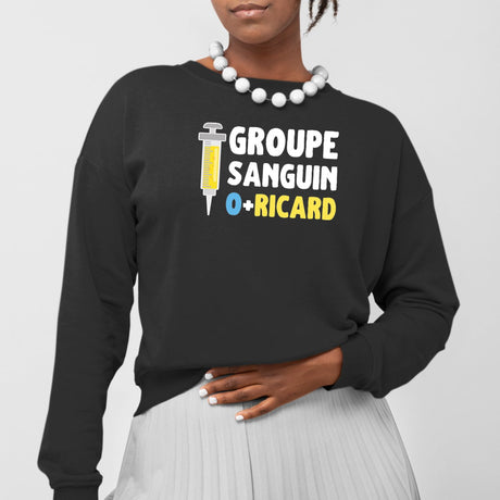 Sweat Adulte Groupe sanguin O + Ricard Noir