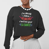 Sweat Adulte J'ai décidé d'être heureuse Noir