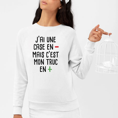 Sweat Adulte J'ai une case en moins Blanc