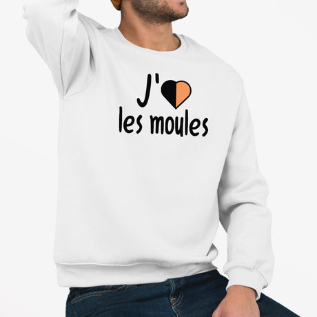 Sweat Adulte J'aime les moules Blanc