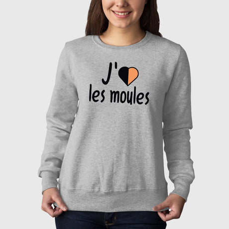 Sweat Adulte J'aime les moules Gris