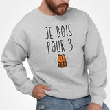 Sweat Adulte Je bois pour 3 Gris