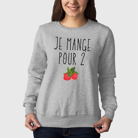 Sweat Adulte Je mange pour 2 Gris