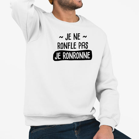 Sweat Adulte Je ne ronfle pas je ronronne Blanc