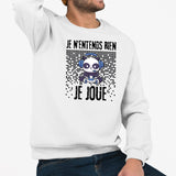 Sweat Adulte Je n'entends rien je joue Blanc