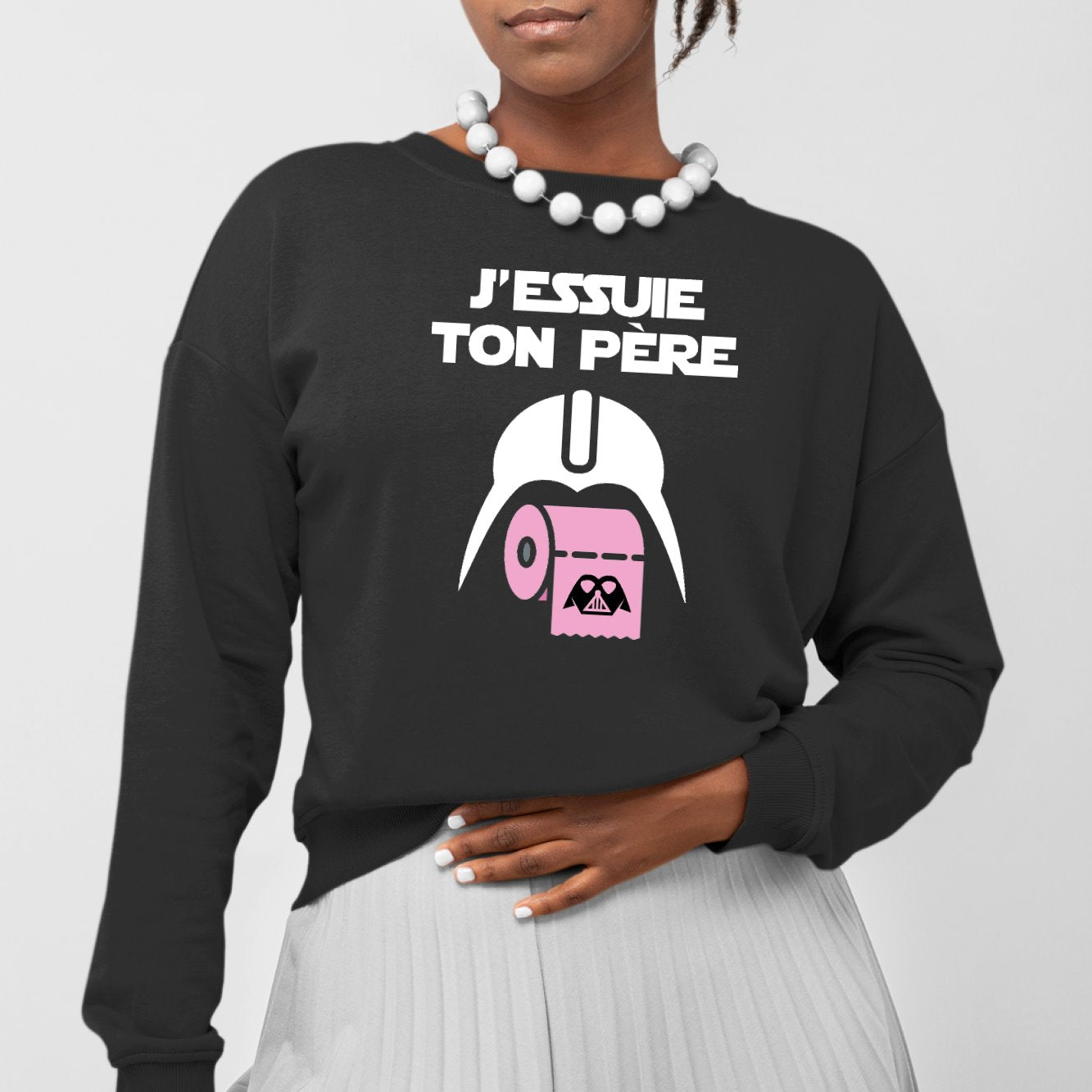 Sweat Adulte J'essuie ton père Noir