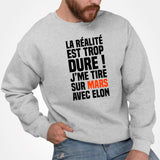 Sweat Adulte J'me tire sur Mars avec Elon Gris