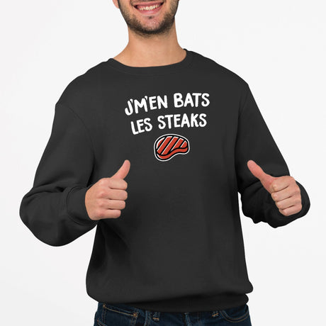 Sweat Adulte J'm'en bats les steaks Noir