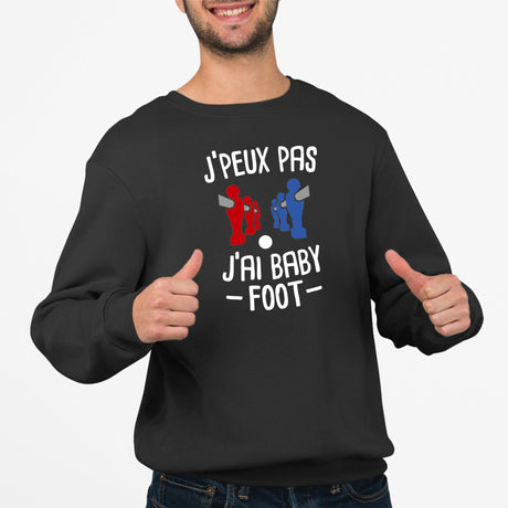 Sweat Adulte J'peux pas j'ai baby-foot Noir