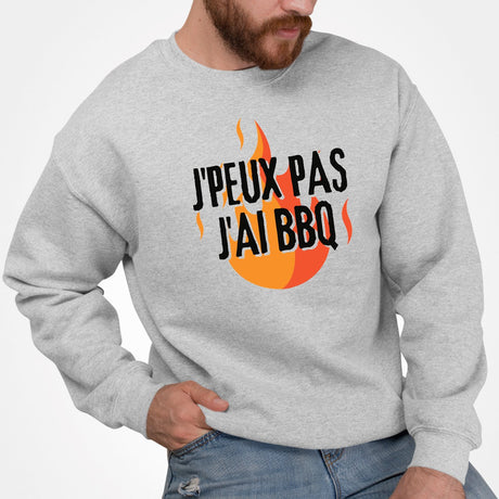 Sweat Adulte J'peux pas j'ai barbecue Gris